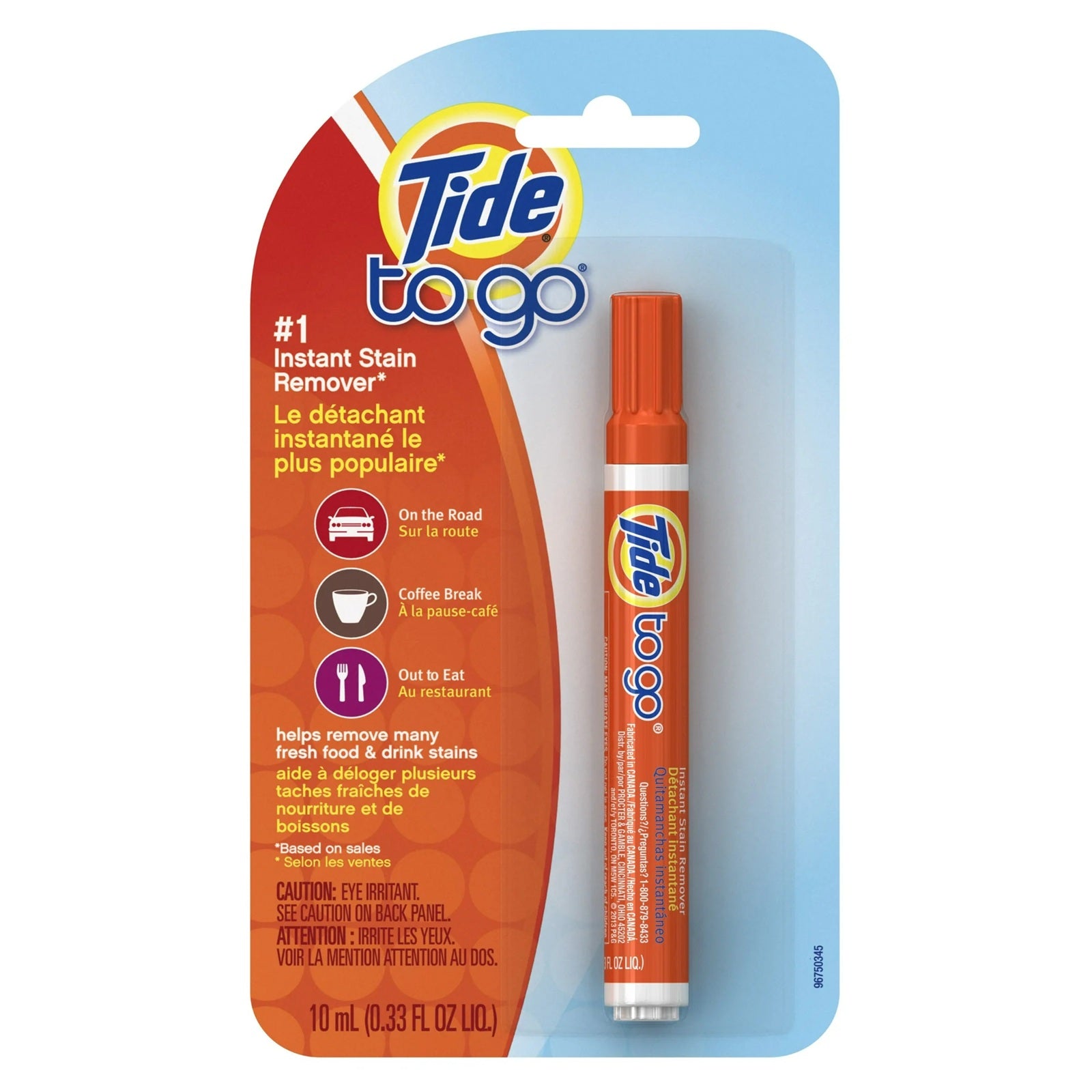Tide to Go instant stain remover pen, helps remove many food and drink stains. 